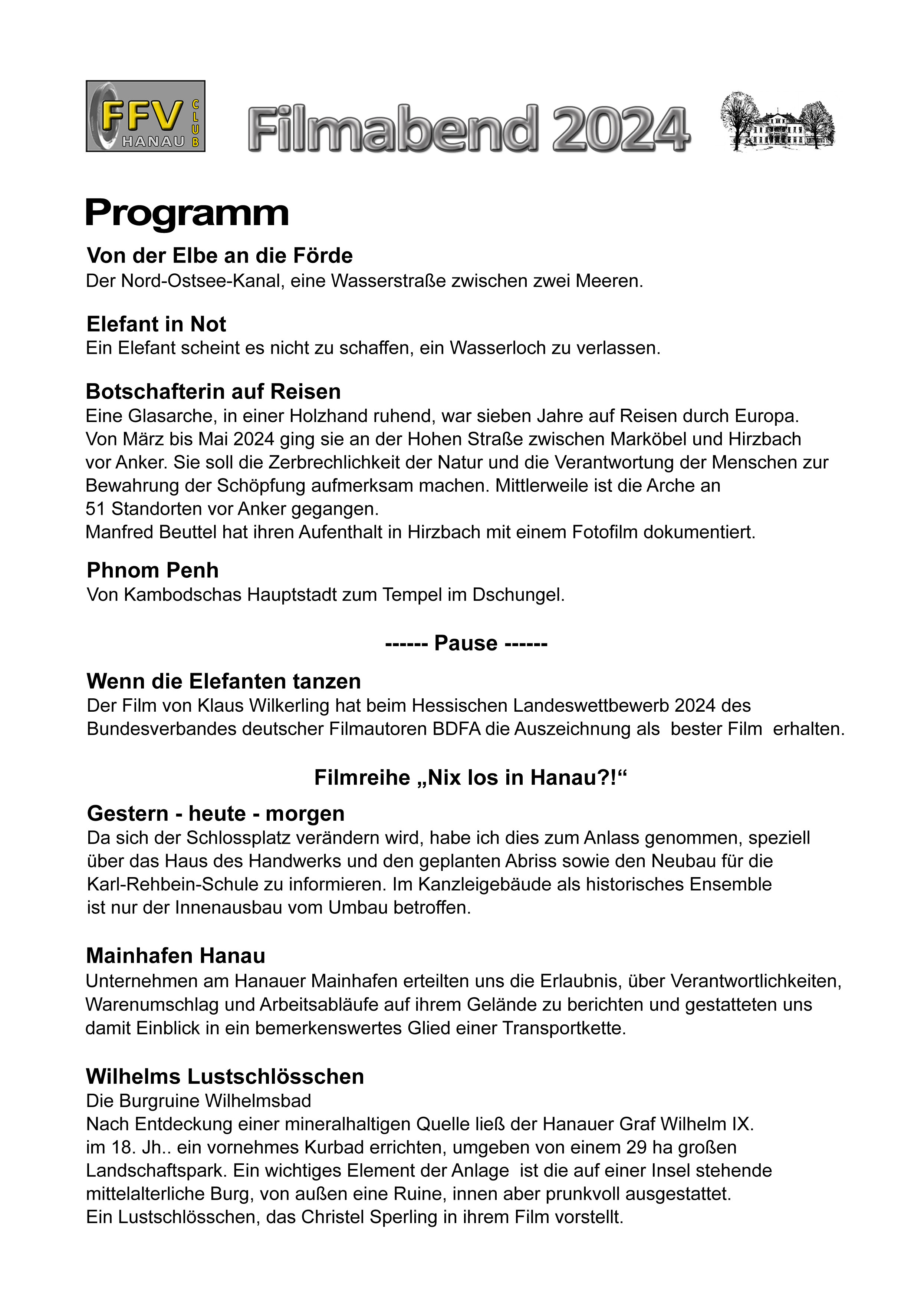 Filmliste Filmabend 2024 09. Nov.2024