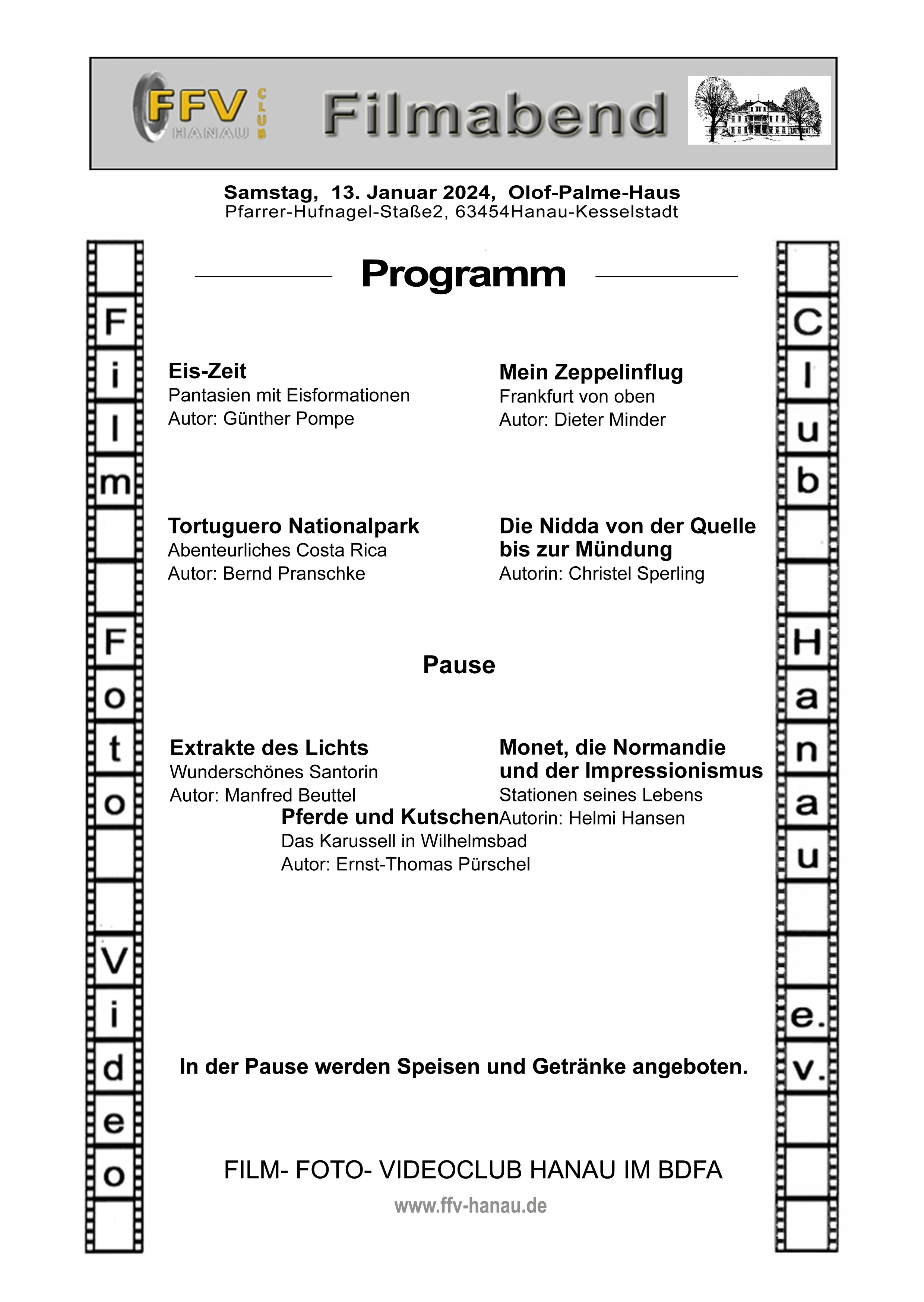Programm Filmabend 13.01.2024